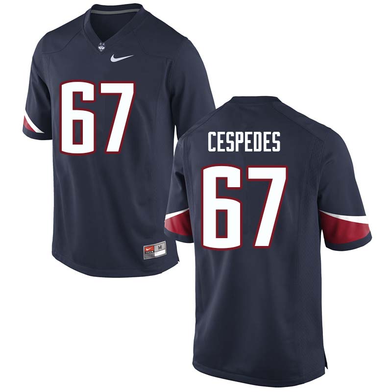 Men's #67 Brian Cespedes Uconn Huskies College Football Jerseys Sale-Navy - Click Image to Close